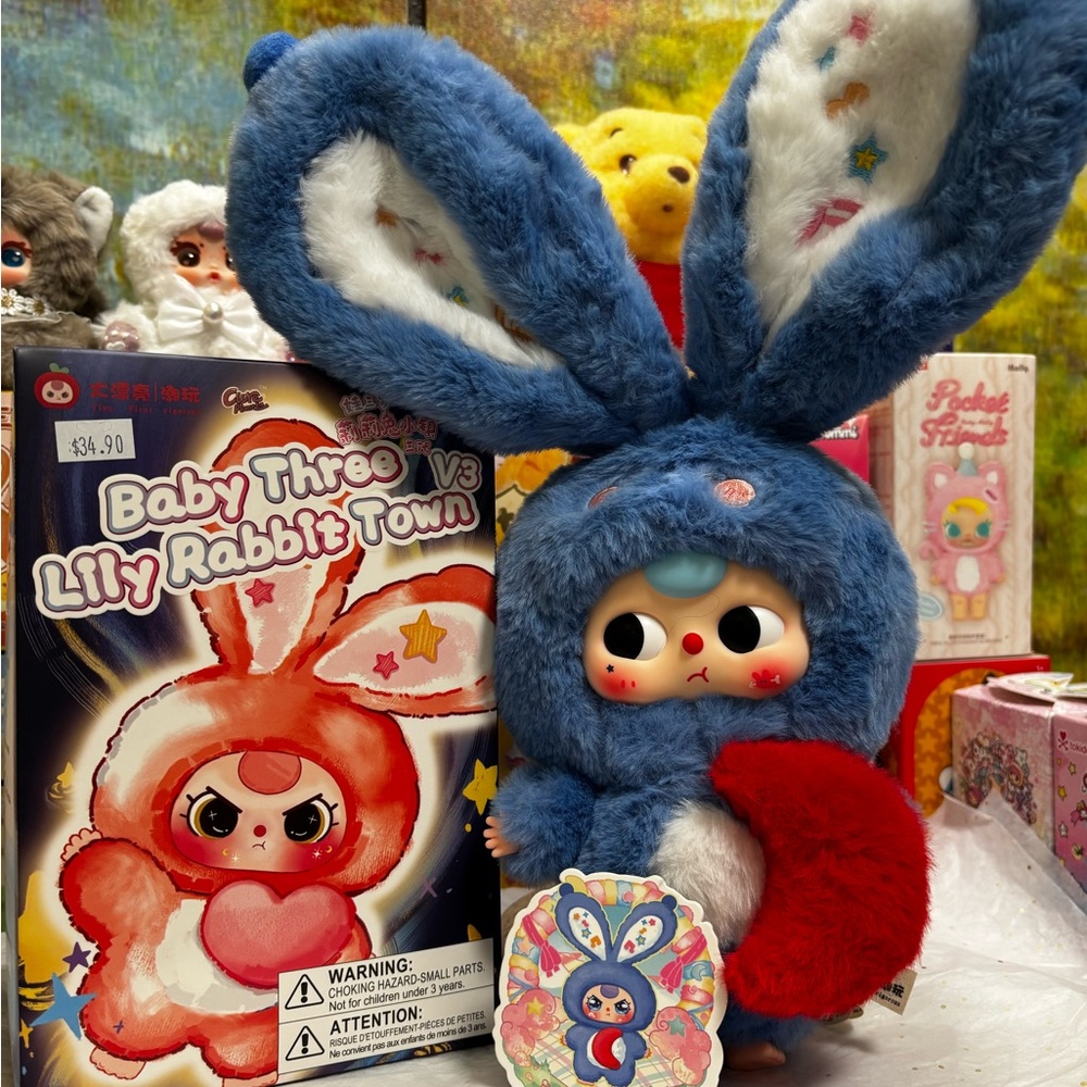 Baby Three V3 Lily Rabbit Town Plush Toy - Blue and White